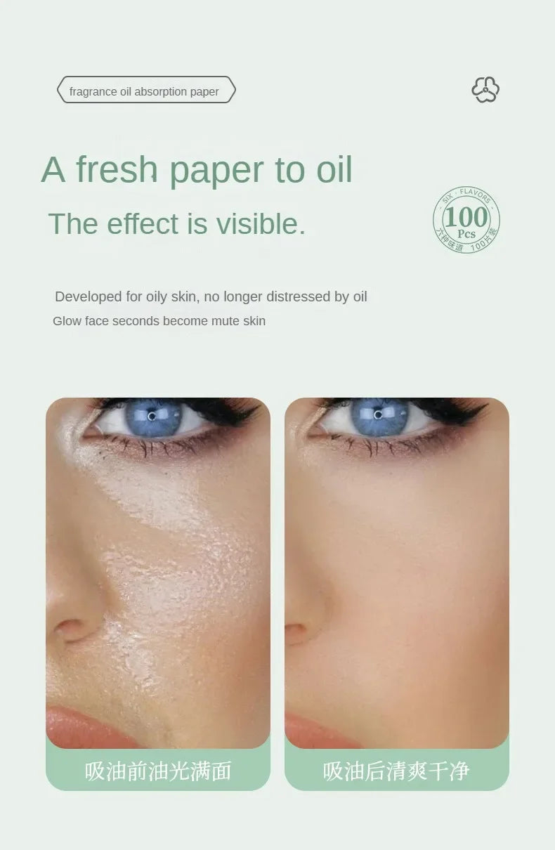 100Pcs New Face Oil Blotting Paper Protable Matting Face Wipes Facial Cleanser Oil Control Oil-absorbing Face Cleaning Tools