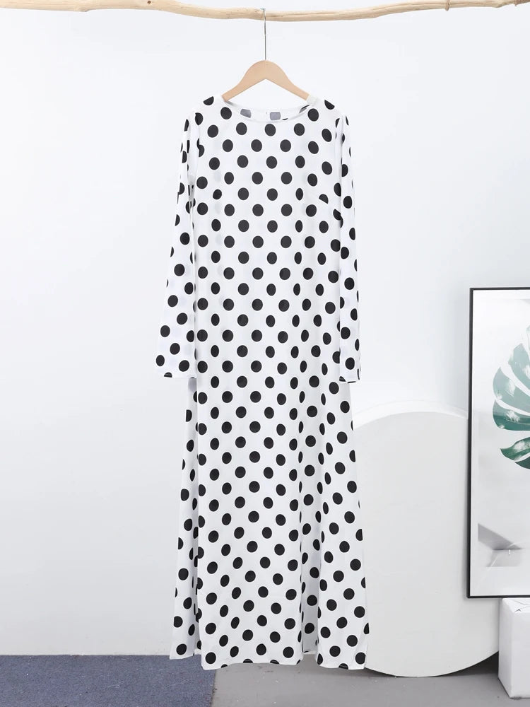 Sexy Polka Dot Women's Long Dress Square Collar Waist Cinching Belt Flare Sleeve Maxi Dressess Lady 2025 Summer Evening Vestidos
