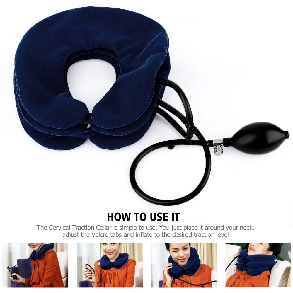 Dropshipping Inflatable Cervical Retractor Neck Massager Air Cervical Traction Neck Stretching Brace Soft Neck Cervical