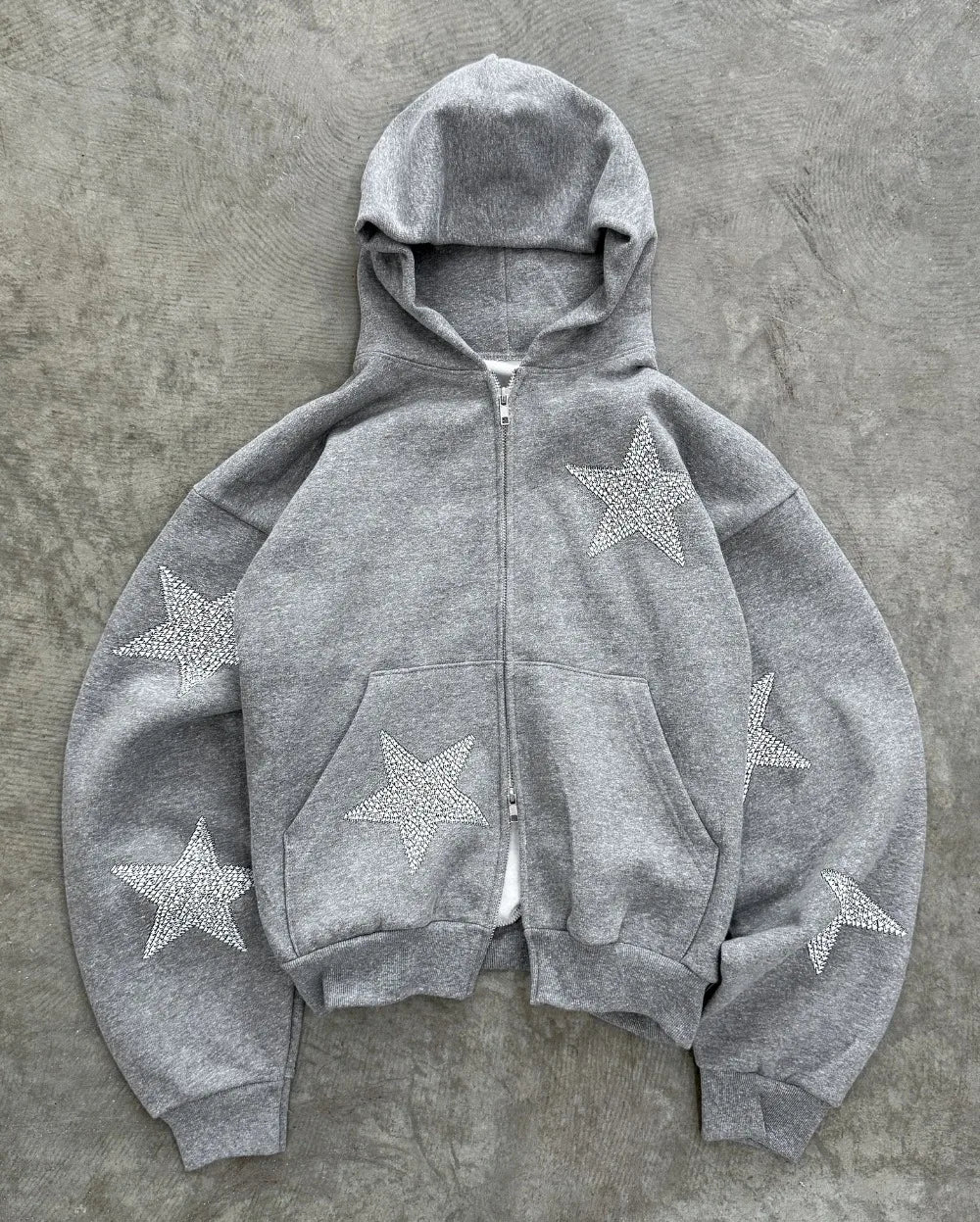 Y2k Harajuku Grey Loose Pants Zipper Hoodies Sweatshirt Tracksuit Men Casual Versatile Sweatpants Two Piece Set Men Clothes