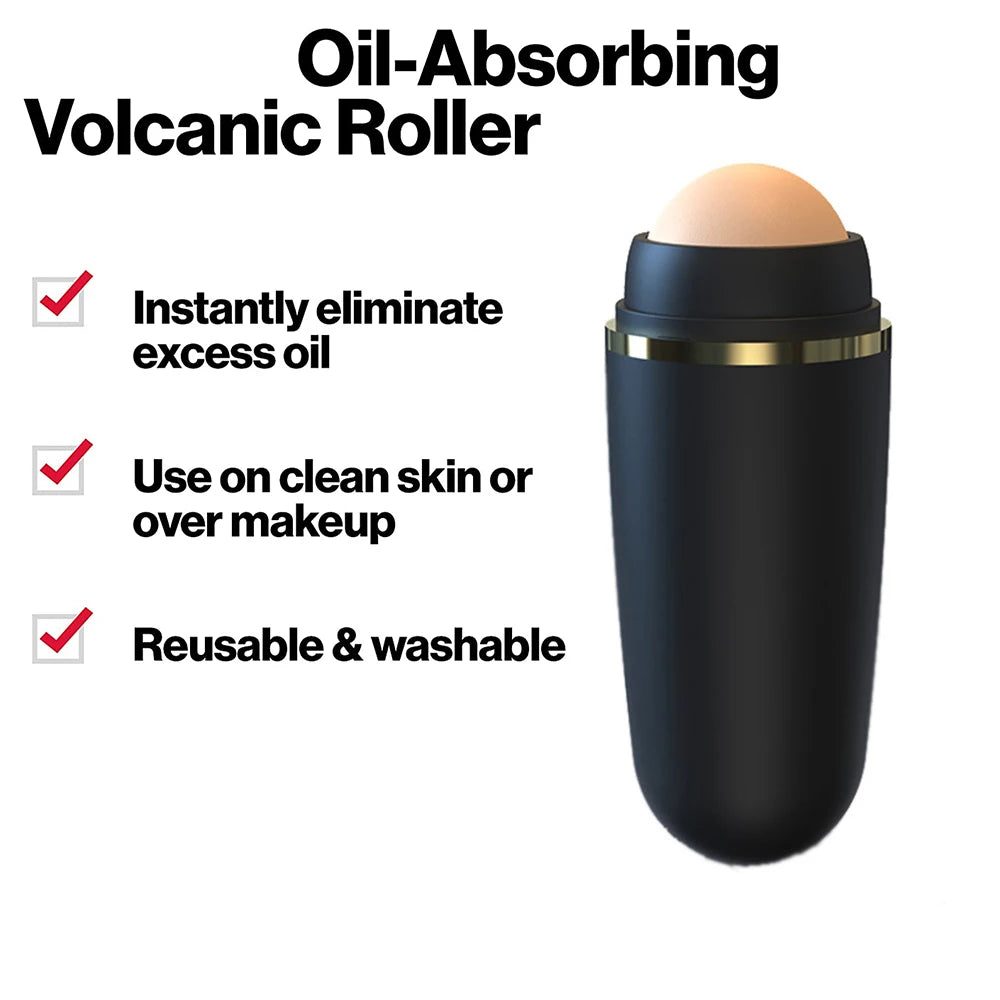 Oil-Absorbing Natural Volcanic Stone Face Clean Care Oil Control Reusable Face Massager Roller Skincare Beauty Makeup Tool