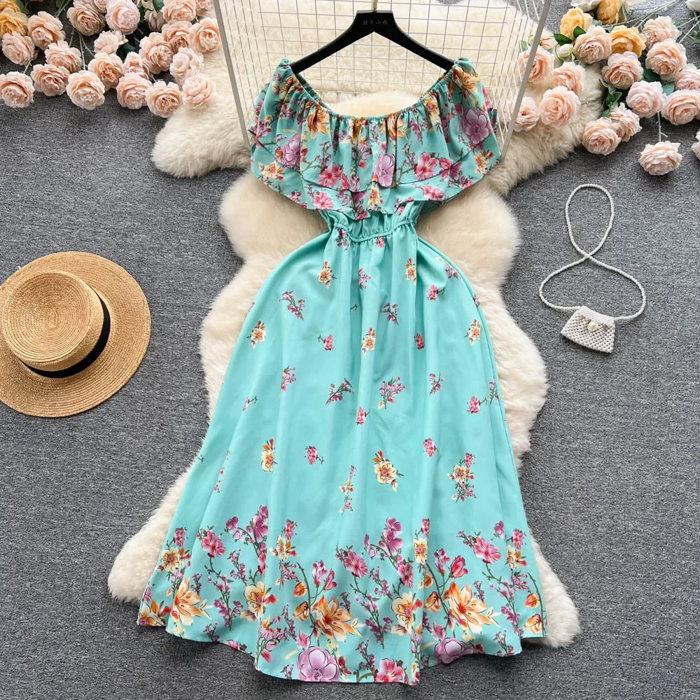YuooMuoo 2025 New Fashion Floral Robe Print Long Dress Bohemian Women Summer Ruffle Maxi Sundress Elegant Party Vestidos
