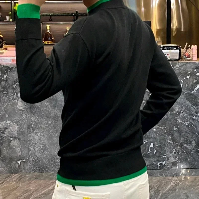 Autumn/Winter Casual Men's Sweater Long Sleeve Pullovers Fashion Contrast Crew Neck Sweatshirt Streetwear Men Clothing M-4XL