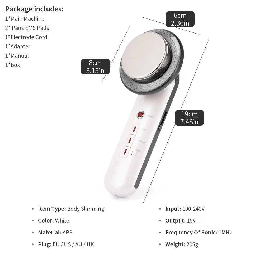 Ultrasound Cavitation Body Slimming Massager EMS Micro Current Weight Loss Far Infrared Facial Lifting Beauty Device