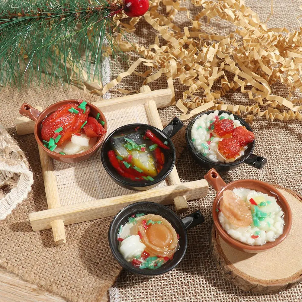Miniature Dollhouse Chinese Rice Pastry Casserole Noodles Dessert Kitchen Toy Fake Food for 1/6 Doll Toys Dollhouse Decoration