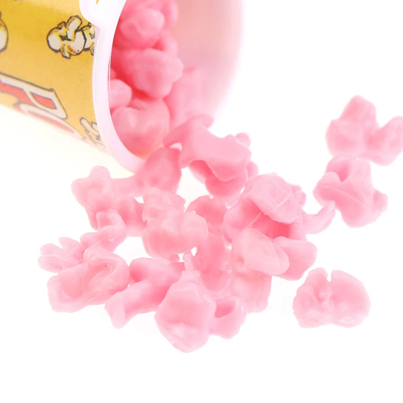 1/12 Scale Miniature Dollhouse Food Mini Popcorn Bucket for Doll House Kitchen Snack Shop Decor Kids Toys