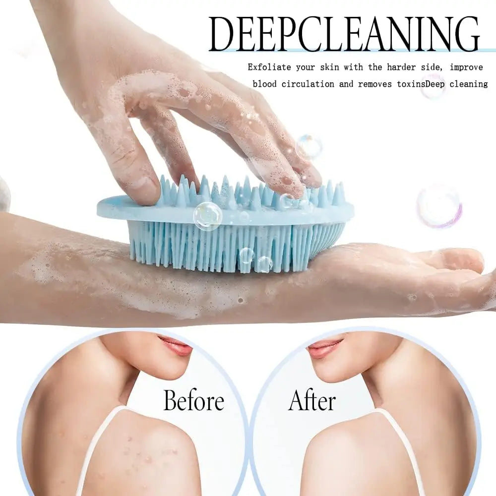 2 in 1 Soft Silicone Body Brush Wash Bath Shower Exfoliating Skin Fit For Baby Bath Shampoo Facial Massage Brush