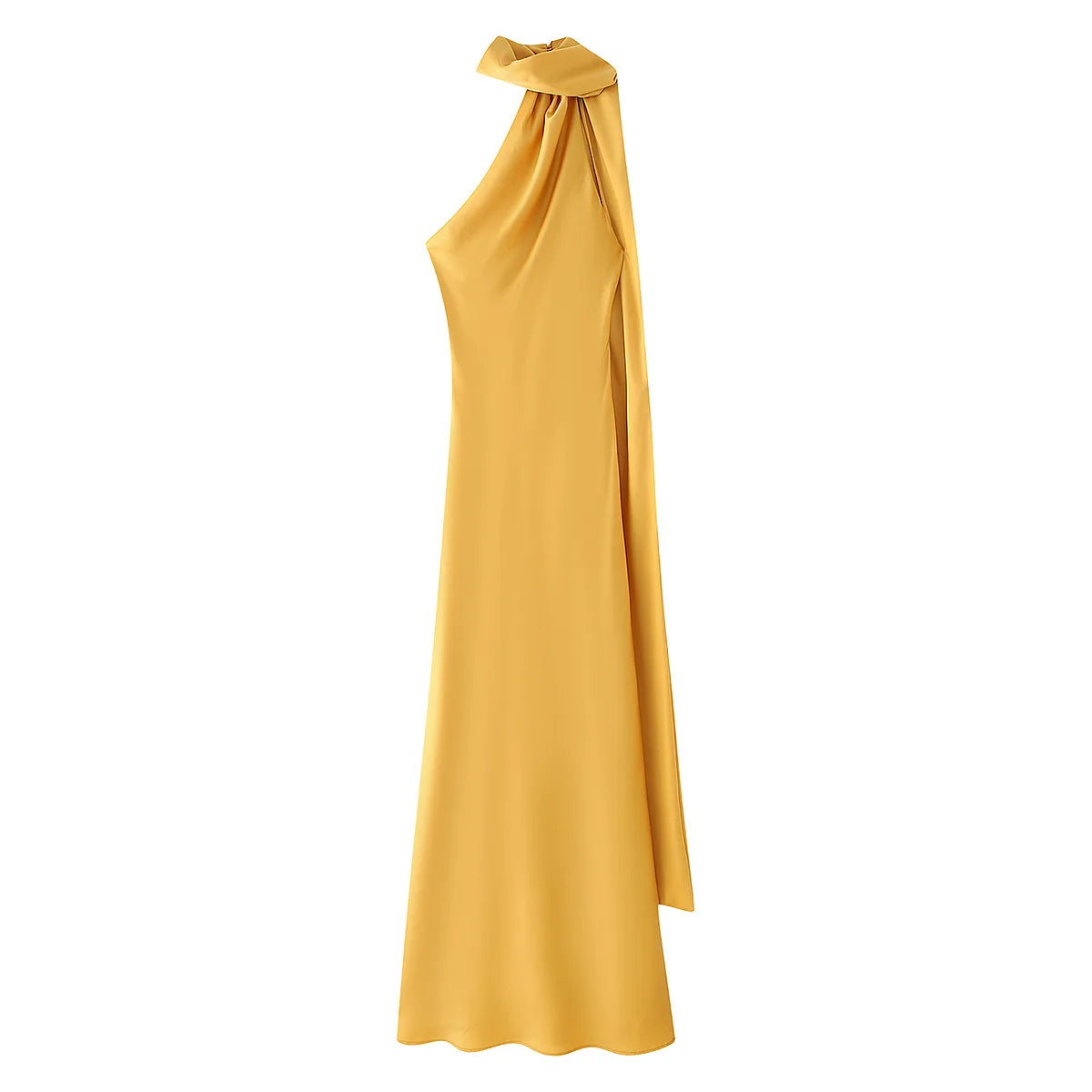 VEITCHE Elegant Women's Soft Silk Satin Long Dress Halter Backless Sleeveless Ribbon Maxi Dresses 2025 Summer Lady Party Gowns