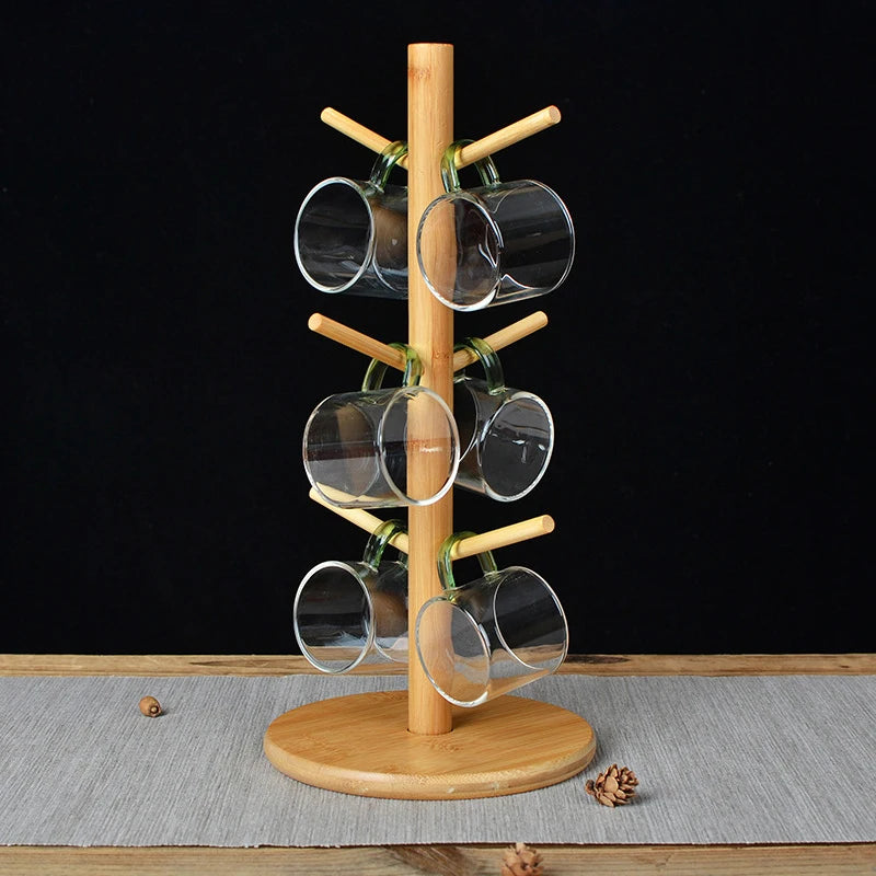Bamboo Cups Drainer Wooden Dish Draining Rack Plates Holder Kitchen Storage Cabinet Organizer for Dish Cutting Board Pot Lid