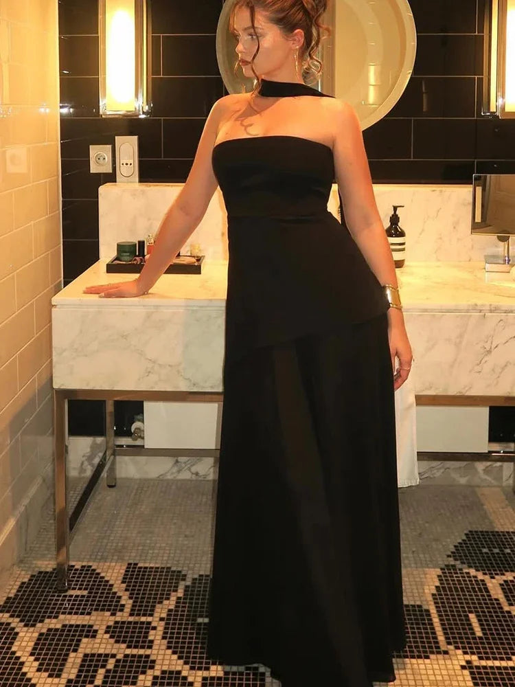 Tuularose Fashion Ribbon Long Dress Women's 2025 Summer White Backless Sleeveless Vacation Dress Elegant Slit Slim Long Dresses