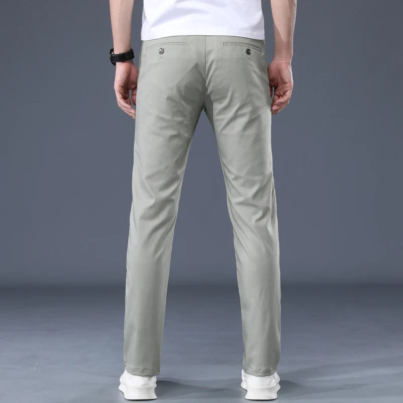 Summer Modal Fabric Men's Thin Casual Pants Classic Business Fashion Regular Fit Stretch Soft Trousers Male Brand Clothes