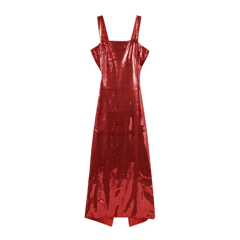 Sexy Square Neck Sling Long Dress Women Slim Sleeveless Backless Hollow Out Maxi Dresses 2025 Lady Party Christmas Gowns