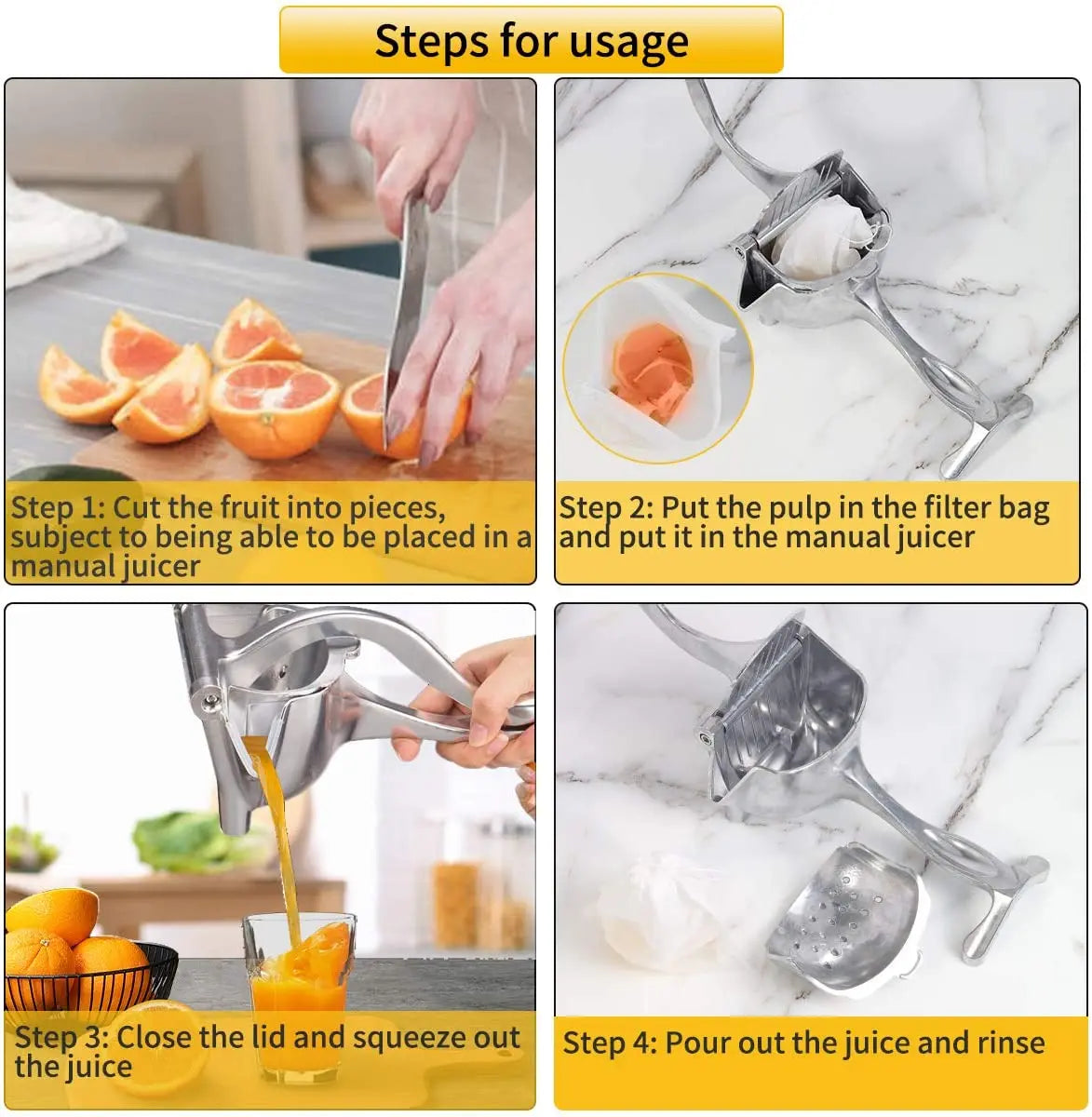 Aluminum Alloy Manual Juice Squeezer Hand Pressure Juicer Pomegranate Orange Lemon Sugar Cane Juice Kitchen Bar Fruit Tool