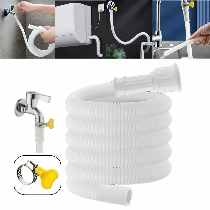 1-4M White Drain Hose Pipe Inlet Hoses Extension Drainpipe Tube for Air Conditioner Washing Maching Kitchen Faucet Accessories