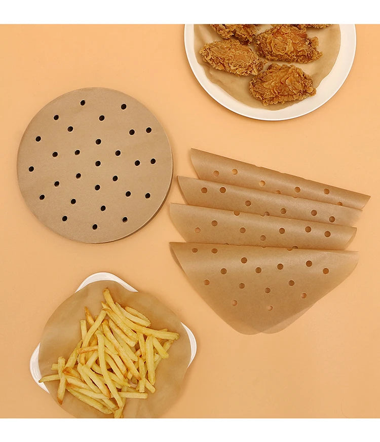 Air Fryer Paper Disposable Steamer Liners Kitchen Bakeware Papers Baking Non-Stick Steaming Mat Oil-absorbing Paper for Fryer