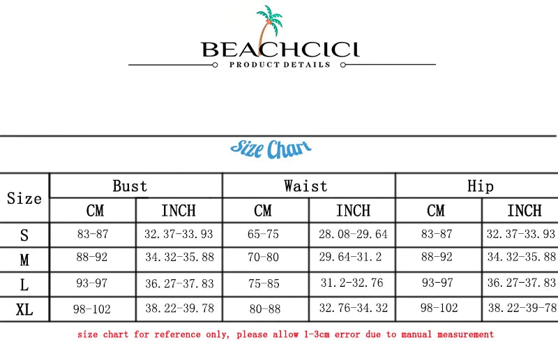 BEACHCICI Bikini 2 Piece Set Women Summer Sexy Suspender Sleeveless Slim Backless High Waist Thong Vacation Beach Swimsuit
