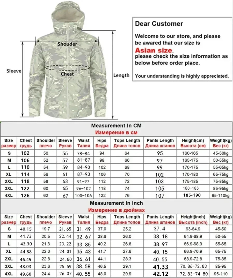 5XL 6XL Low Price Sale of Men's Outdoor New Soft Shell Waterproof and Cut Resistant Thick Wool Fleece Multi Pocket Tactical Set