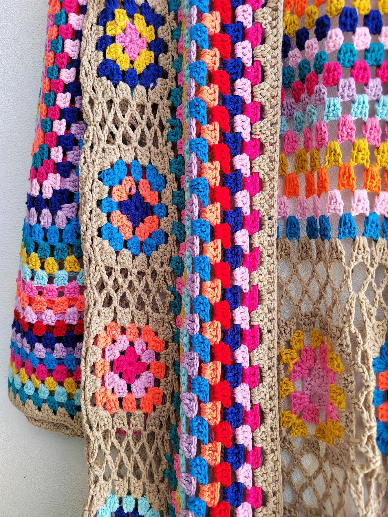 Crochet Knitted Women Cardigan Cover Ups Tassel Plaid Long Coat Bohemian 2023 Summer Beach Bikini Covers Sexy Hook Vestidos