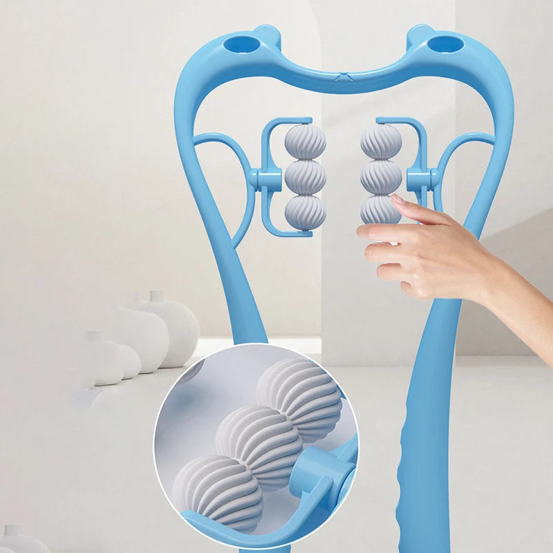 Plastic Neck Massager Therapy Neck and Shoulder Dual Trigger Point Roller Self-Massage Tool Relieve Hand Pressure Deep Massage