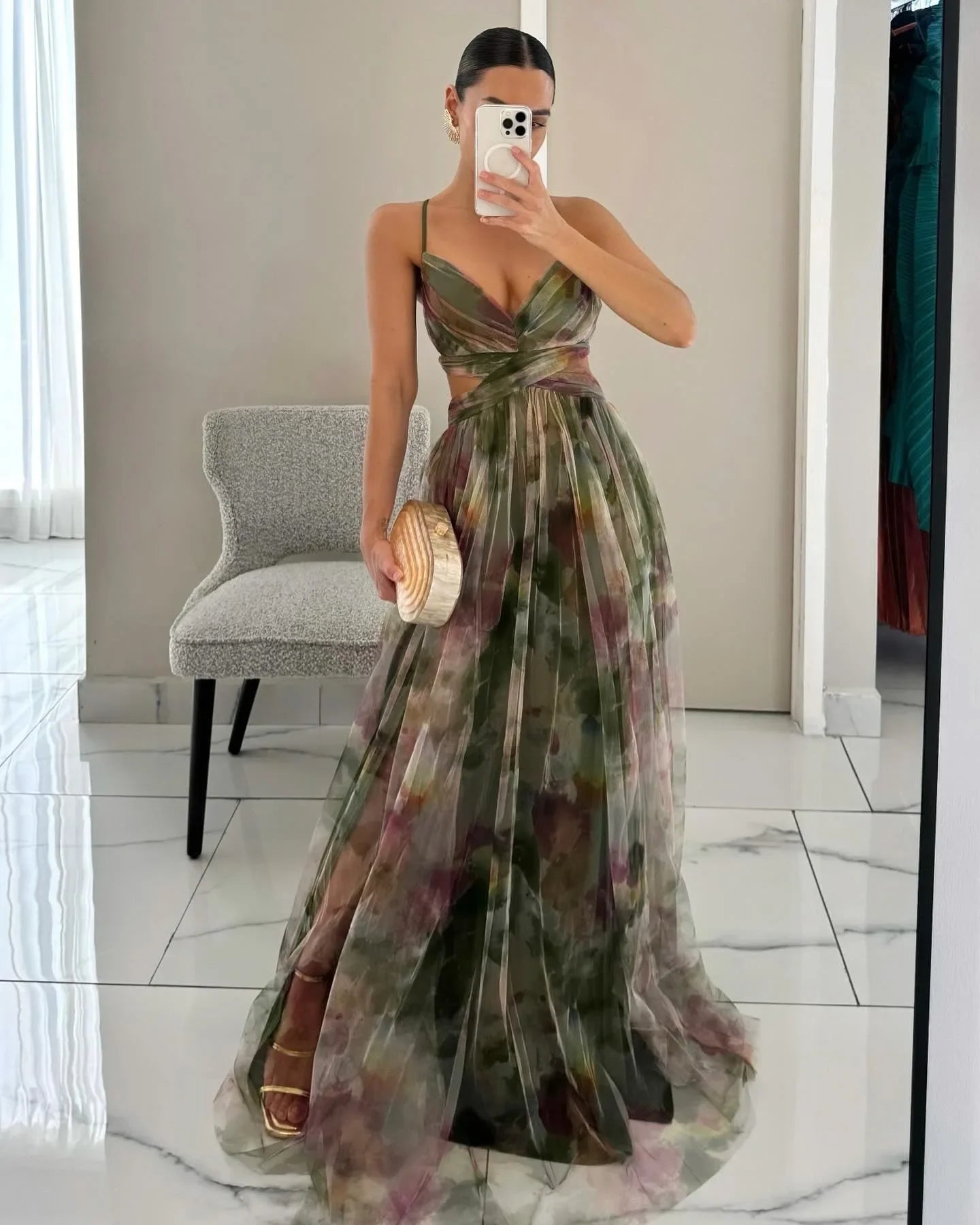 Color Mesh Spaghetti Strap Dresses Women Fashion Sexy V-neck Backless Leace-up Party Club Long Dress Female Evening Vestidos New