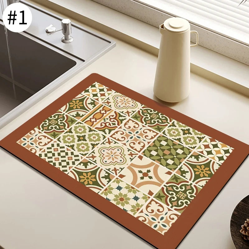 Kitchen Drying Mat Quick Dry Coffee Mat Absorbent Dish Placemat Anti Slip Table Cup Drying Mats Table Decoration Accessories