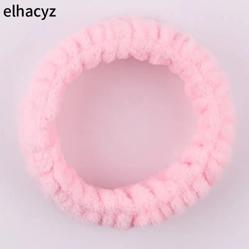 Chic Solid Coral Fleece Soft Elastic Spa Facial Hairband Girls Wash Face Head Wear Makeup Headband 2023 Women Hair Accessories