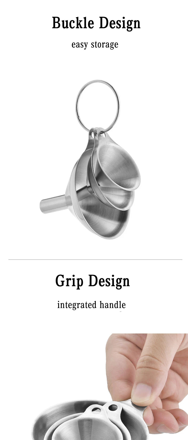 Stainless Steel Funnel Three-piece Set Mini Funnel Oil Spill Wine Spill Tool Liquid Dispenser Kitchen Funnel Set Entonnoir