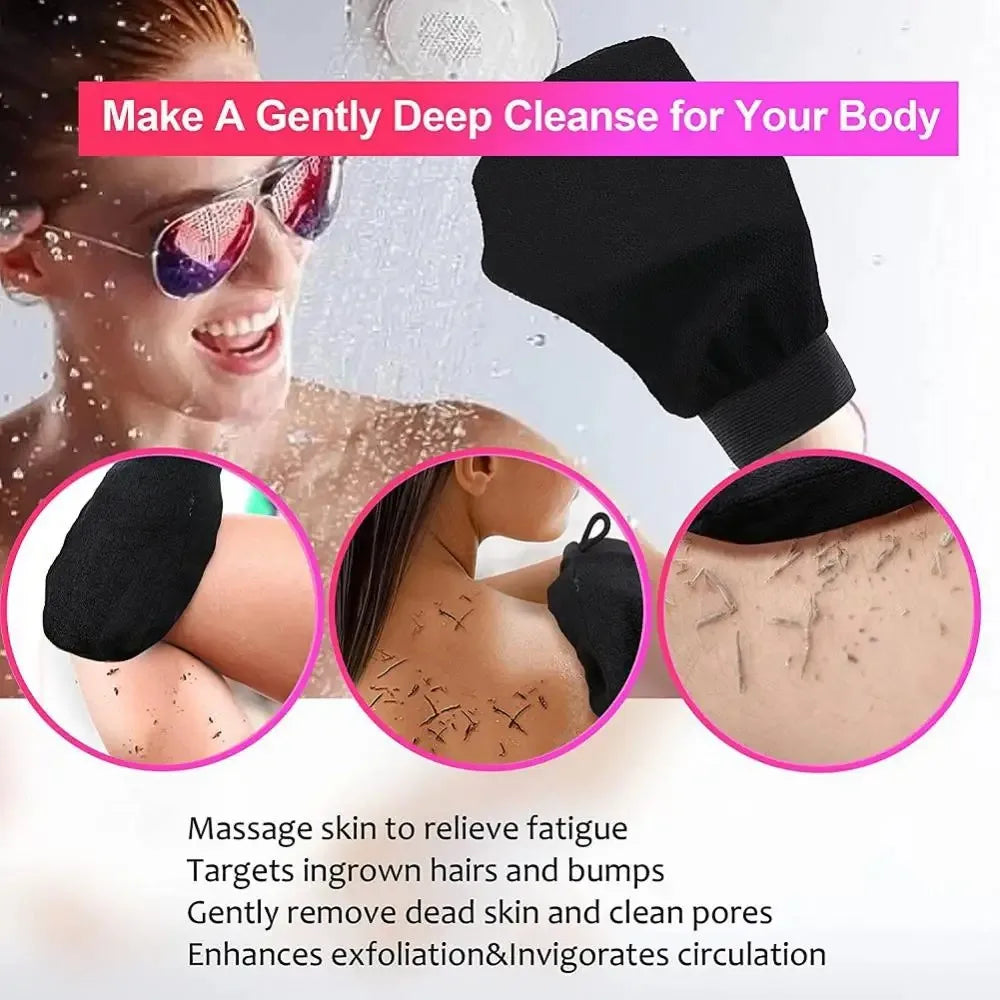 1pc Deep Exfoliating Mitt - 100% Viscose Fiber Scrub Glove for Cleaning Skin and Sloughing Off Dead Skin and Dirt