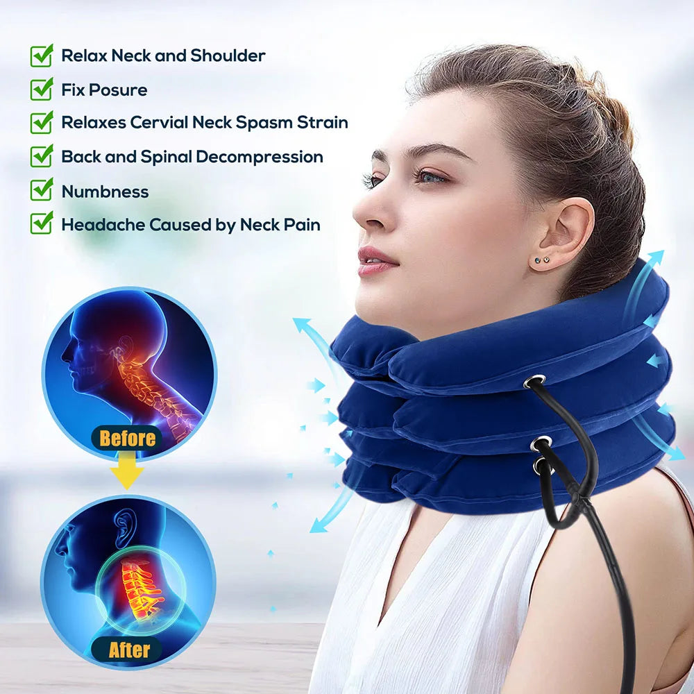 Dropshipping Inflatable Cervical Retractor Neck Massager Air Cervical Traction Neck Stretching Brace Soft Neck Cervical