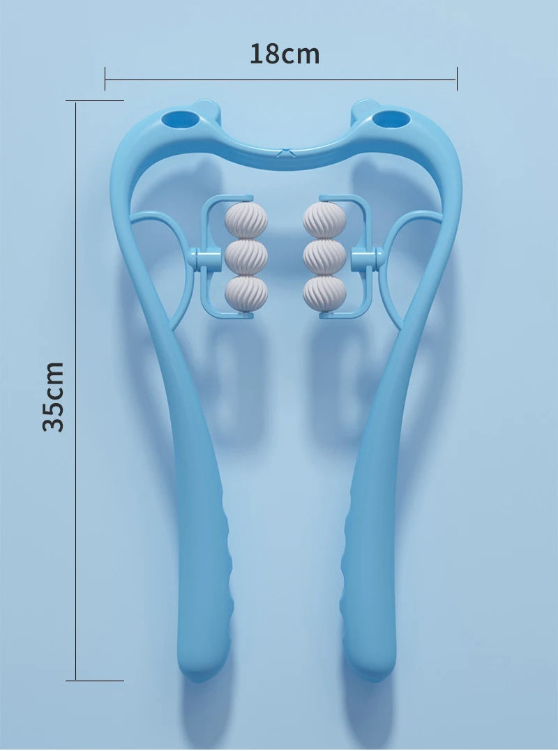 Plastic Neck Massager Therapy Neck and Shoulder Dual Trigger Point Roller Self-Massage Tool Relieve Hand Pressure Deep Massage