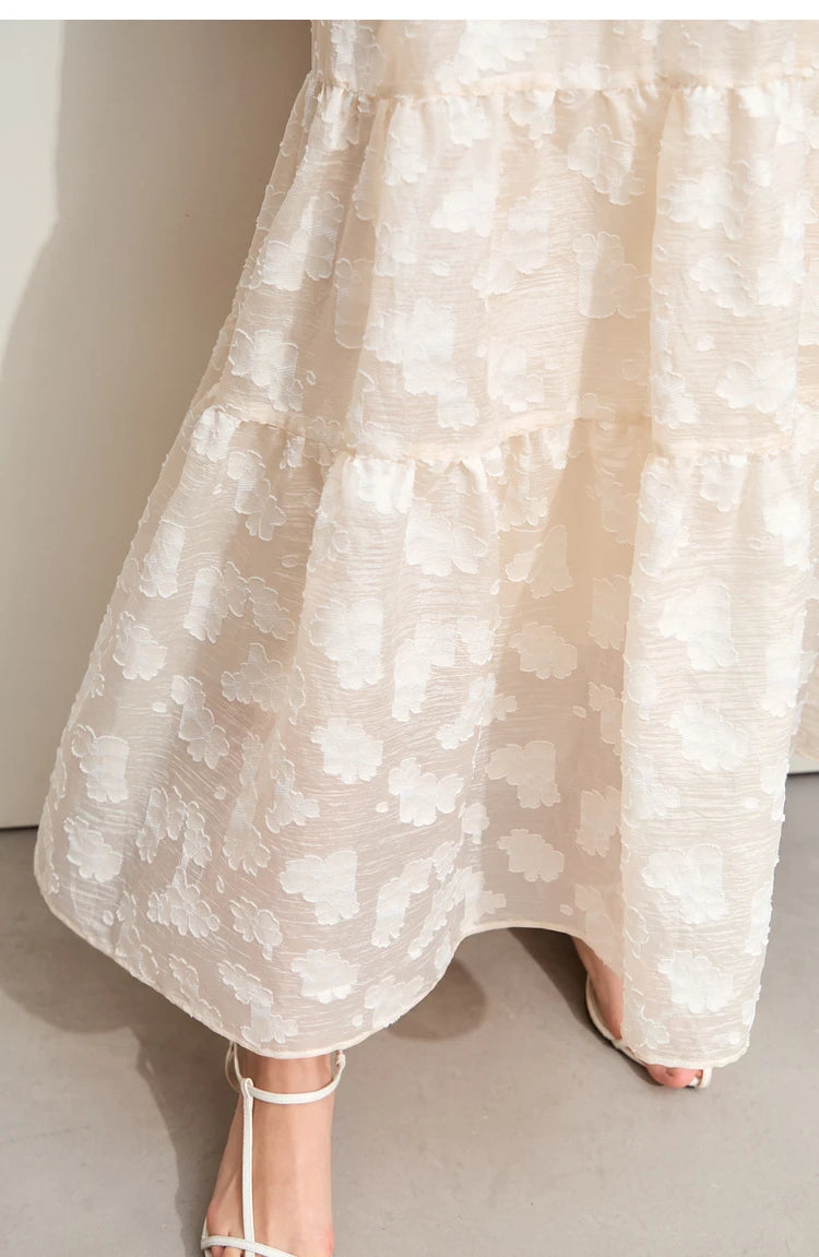 Amii Minimalism 2024 Summer New Loose Long Dress Sleeveless Large A-line Chiffon Jacquard Elegant Dresses for Women 12452064