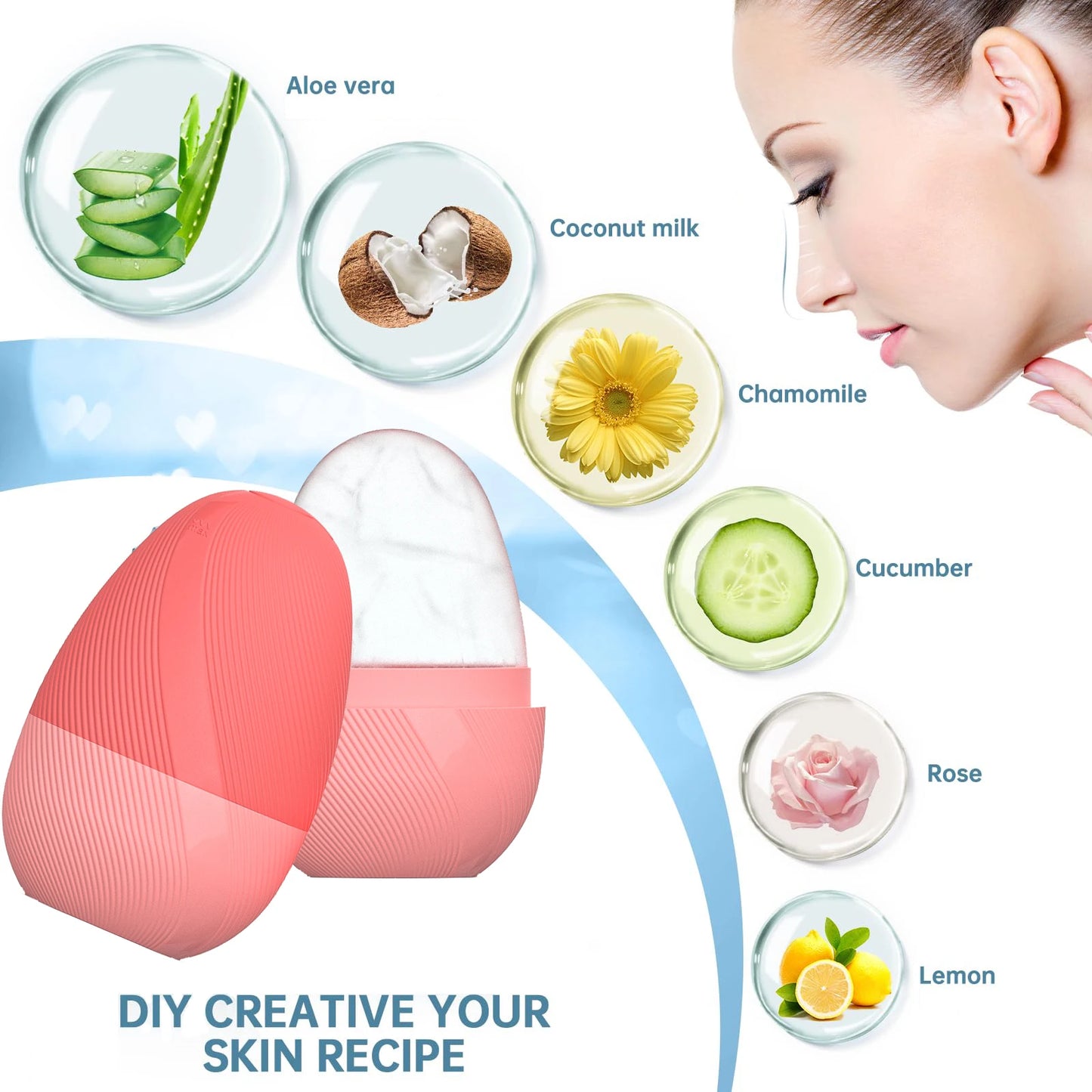 Ice Face Roller & Stainless Steel Gua Sha Tool Set, Facial Massager Ice Roller Skin Care Tool Beauty Set Lifting Contouring Tool