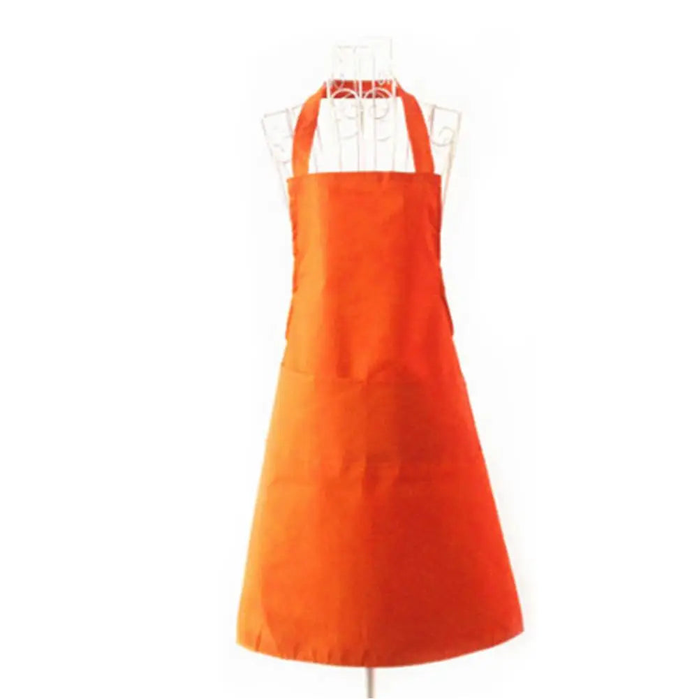 Polyester+ Cotton Blend Sleeveless Apron Black Red Coffee Orange Anti-wear Cooking Kitchen Bib Women Men Aprons With Big Pocket