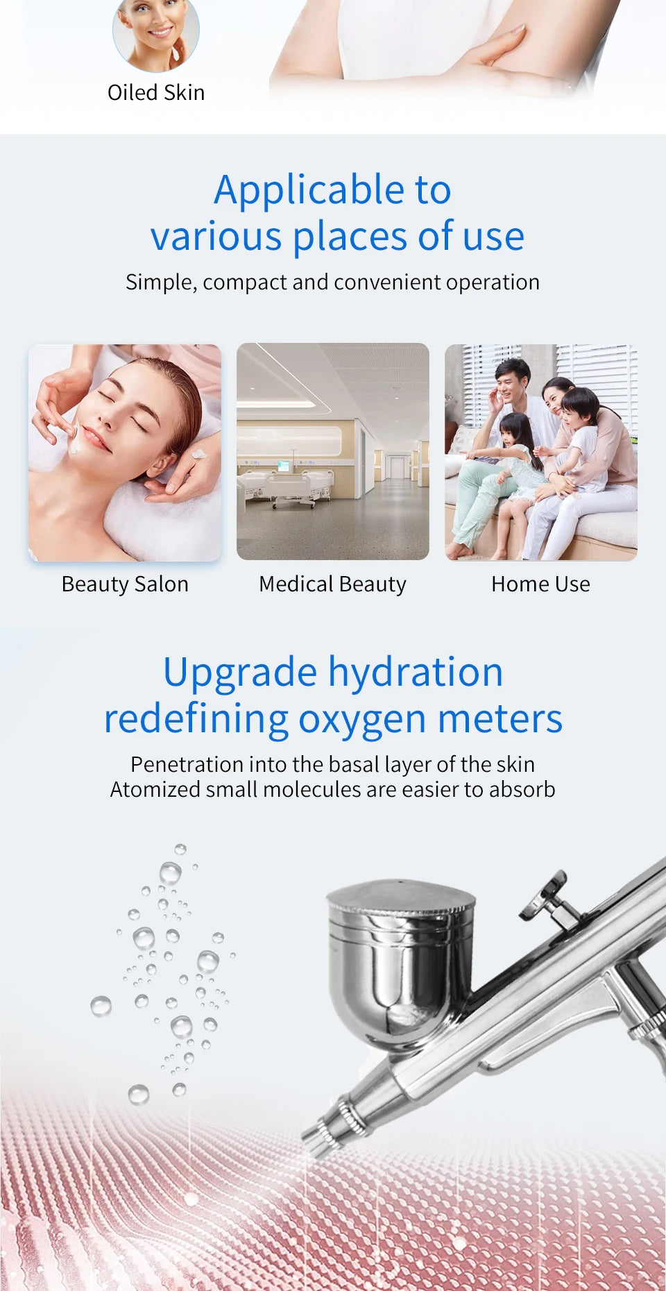 Facial Oxygen Therapy Steam Nail Art Airbrush Paint Nail Nano Sprayer Skin Cleaning Therapy Moisturizing Rejuvenation Compressor
