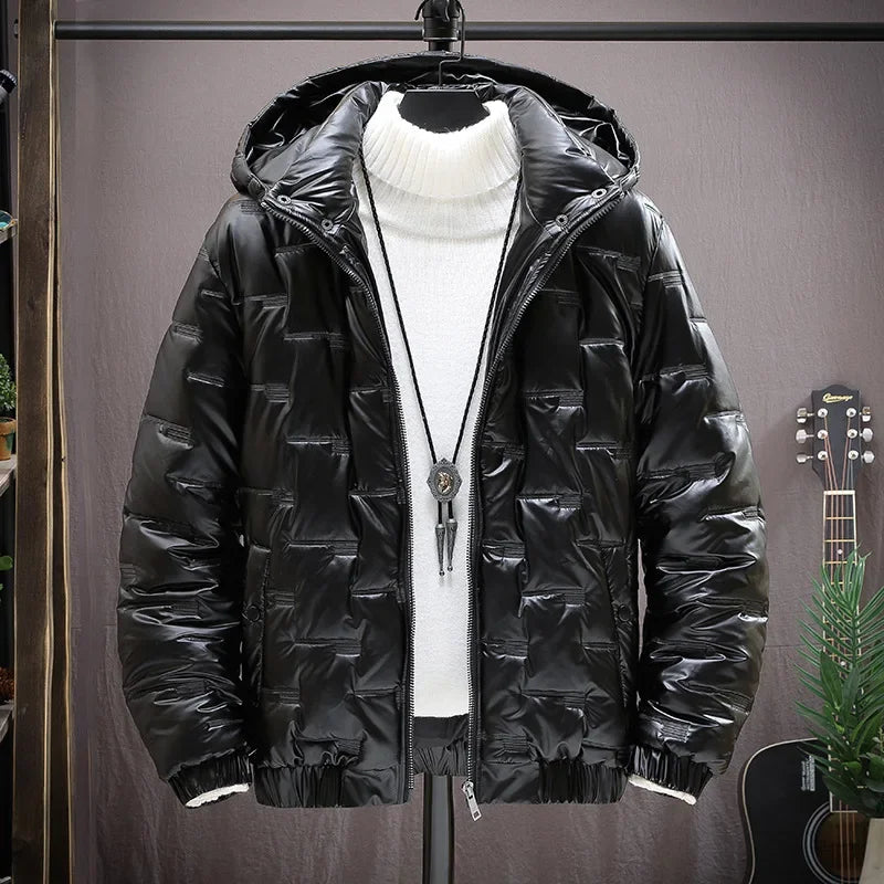 Thermal Coats Mens Thick Warm Glossy Shiny Jackets Brand Outwear Men's Clothing Winter Men's Hooded Parkas Windbreaker Fashion