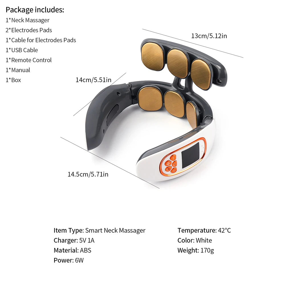 Pulse Neck Massager Heat Pain Relief Cordless Intelligent Deep Tissue Trigger Point Massage Shoulder Cervical Massager