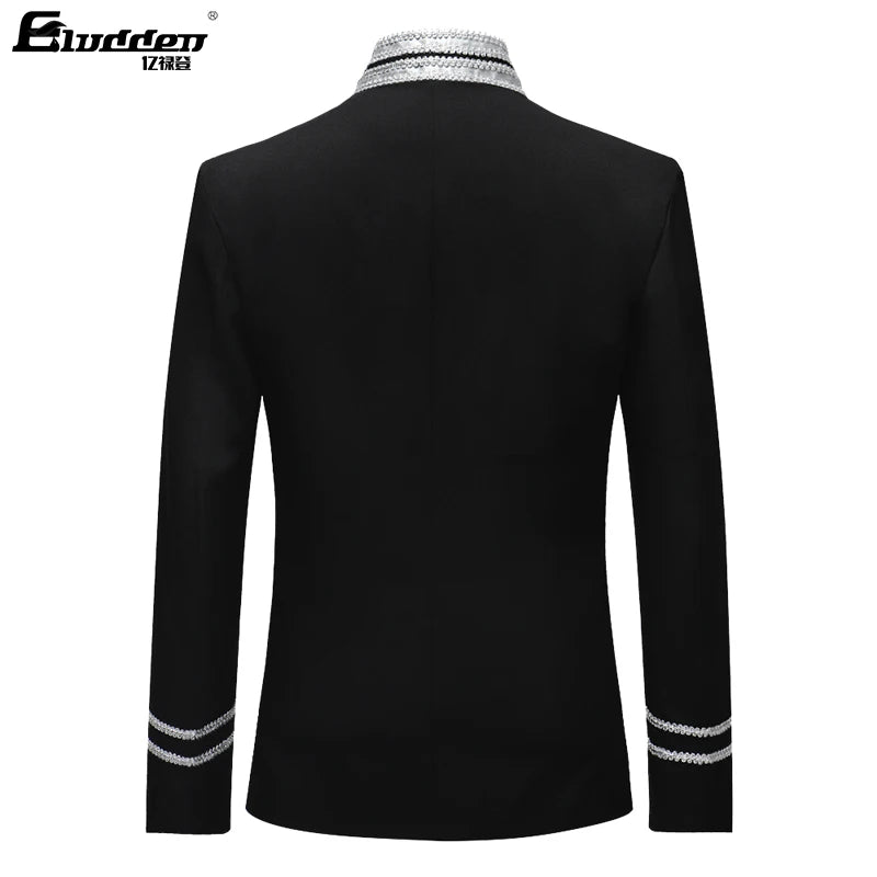 Male Single Breasted Suit Jacket Men Military Stage Suit Fashion Drama costume Party Blazer Men Plus Size/2019 new European and
