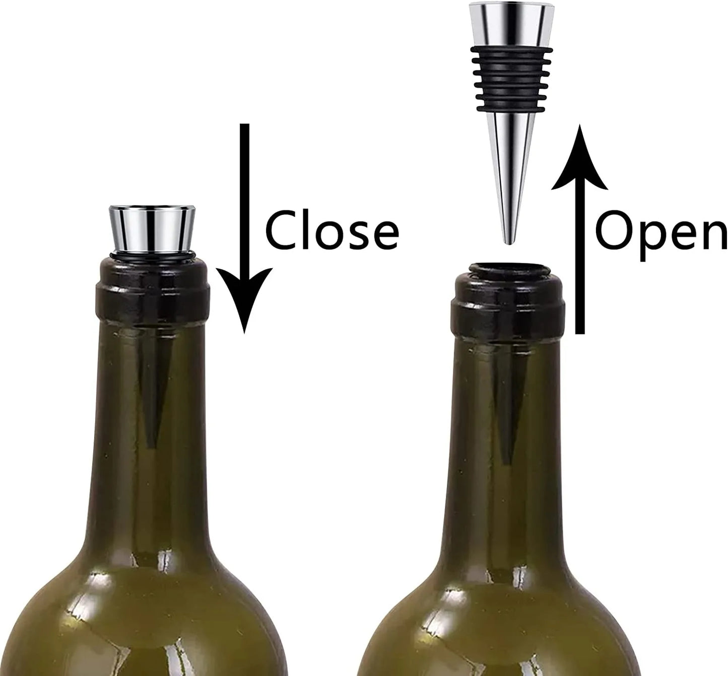Zinc Alloy Wine Bottle Stopper Rubber Wine Stoppers Reusable Bottle Stoppers for Kitchen, Bar, Gifts, Holiday Party, Wedding