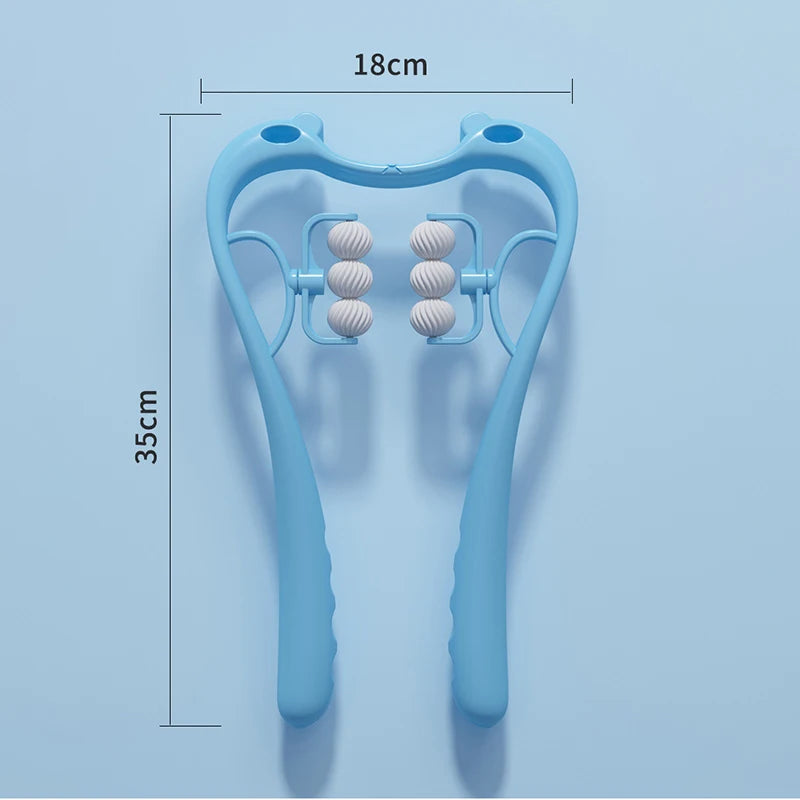Plastic Neck Massager Therapy Neck and Shoulder Dual Trigger Point Roller Self-Massage Tool Relieve Hand Pressure Deep Massage