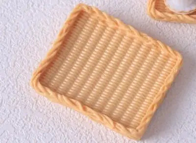 100pcs Simulation Bamboo Basket DIY Scrapbooking for Mini Kitchen Dinner Tableware Decor Accessories