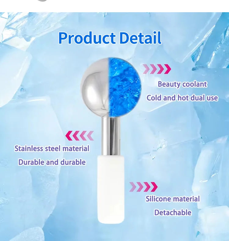 Mini 2pcs Ice Globes Stainless Steel Cryo Sticks for Face Eye Facial Cold Roller Cooling Globe for Puffiness Wrinkle Dark Circle