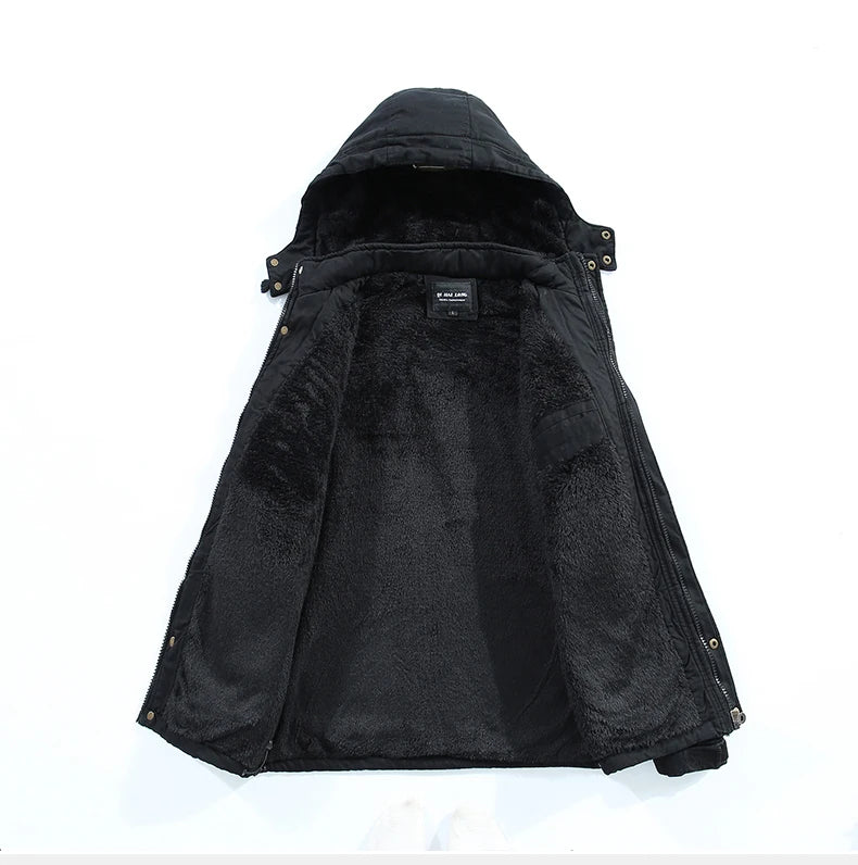 Men Winter Cotton Thick Warm Parkas 2024 New Hot Waterproof Fleece Jacket Coat Men Brand Outwear Fashion Hooded Casual Parka Men
