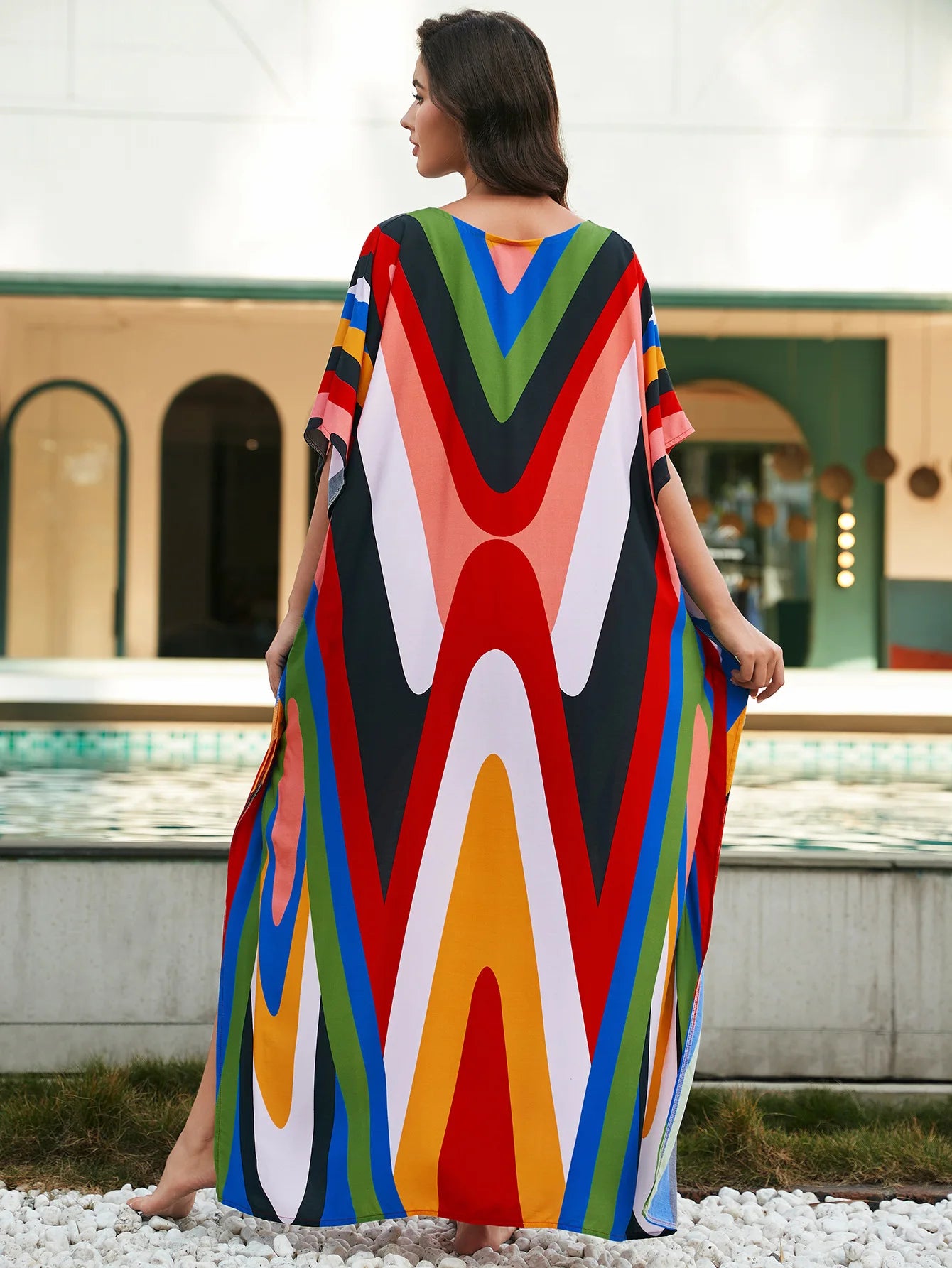 Women's Print Turkish Kaftan Bikinis Set Beachwear Bikini Cover Up Maxi Dress Bathing Suit Summer Outfit