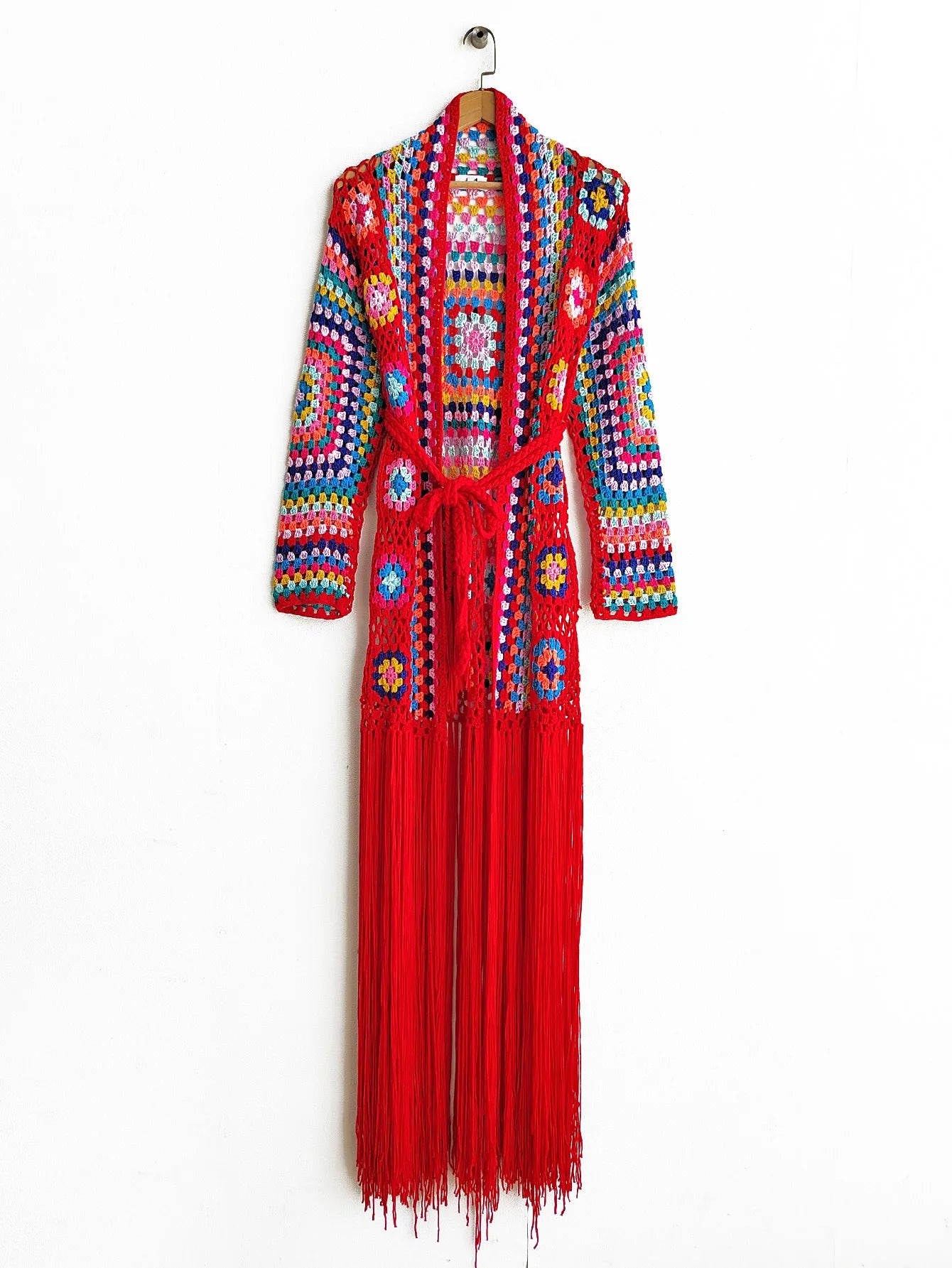 Crochet Knitted Women Cardigan Cover Ups Tassel Plaid Long Coat Bohemian 2023 Summer Beach Bikini Covers Sexy Hook Vestidos