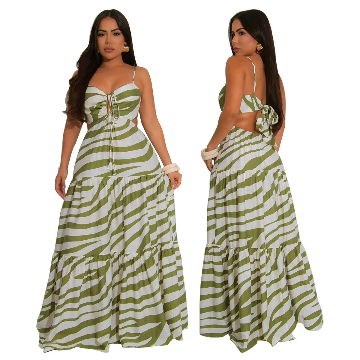 CM.YAYA Printed Women Strap Sleeveless Backless Long Dress 2025 Birthday Beach Evening Sexy Night Party Maxi Dresses Vestidos