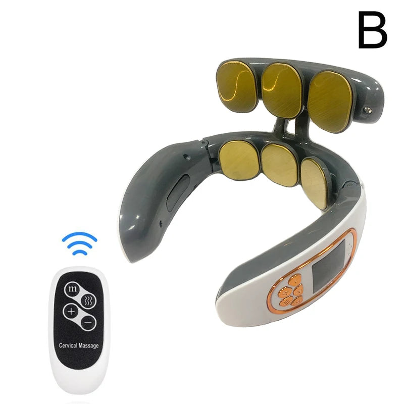 Pulse Neck Massager Heat Pain Relief Cordless Intelligent Deep Tissue Trigger Point Massage Shoulder Cervical Massager