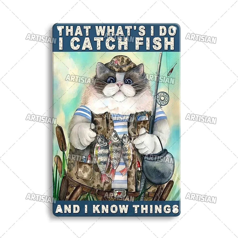 Artisian Fishing Metal Poster Sport Tin Sign Lure Bait Decorative Plaque Wall Decor Garage Bar Pub Club Hotel Cafe Kitchen Home