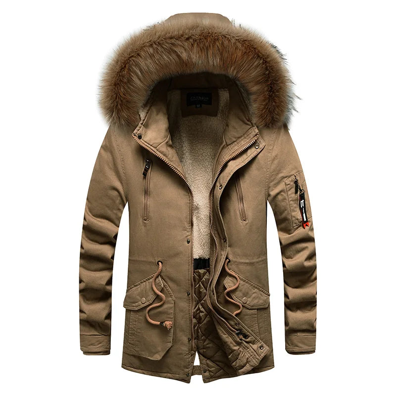 Camouflage Jacket Winter Hooded Velvet Thick Windproof Coat Men Warm Male's Medium-long Parkas New Mens Camo Parka Coat