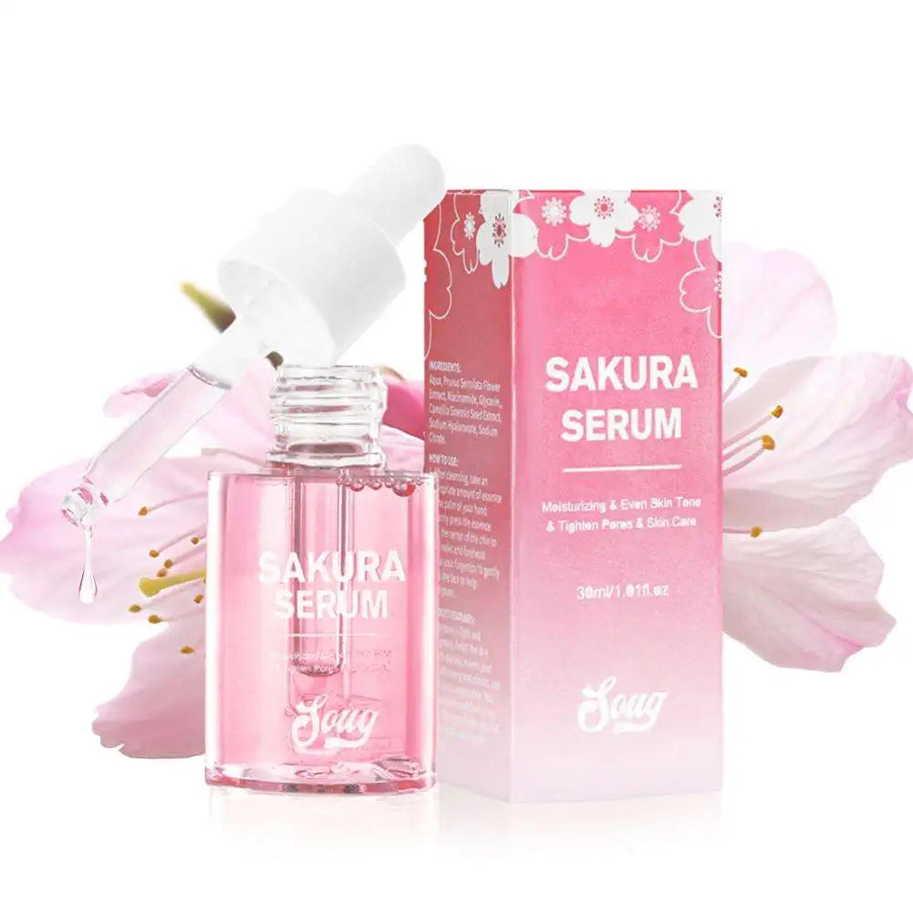 Niacinamide Sakura Serum Face Essence Deep Cleansing Moisturizing Dry Skin Shrink Pores Beauty Facial Skin Care Products 2/1pcs