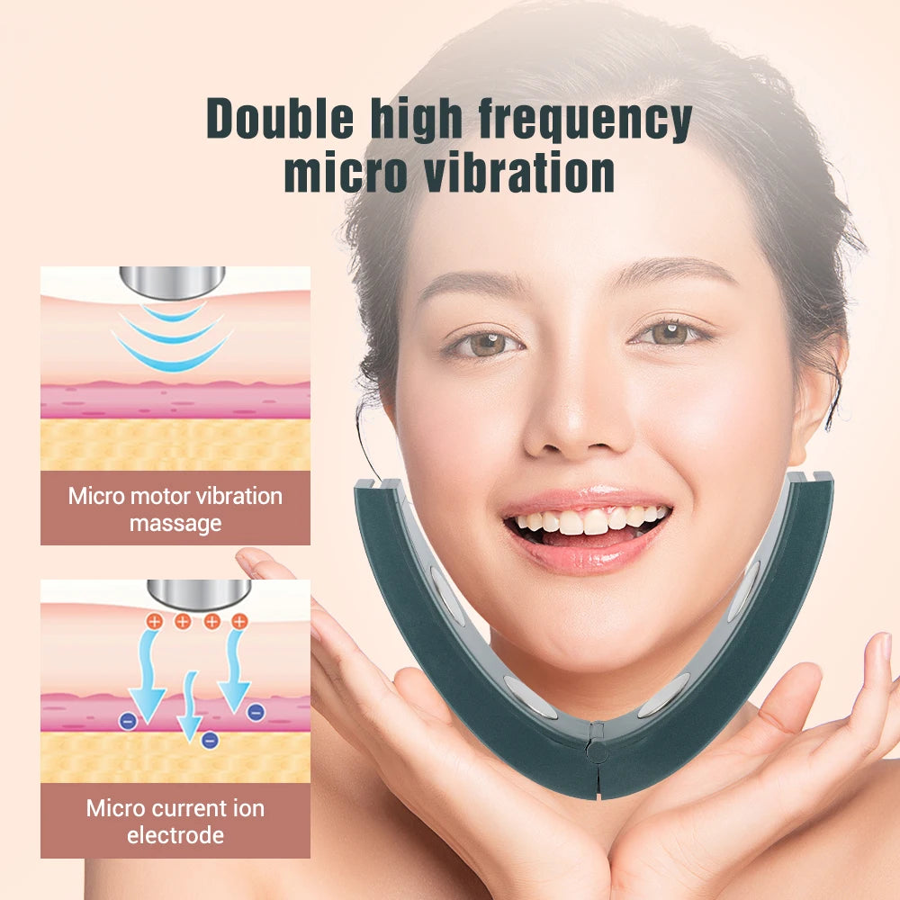 Facial Lifting Device Facial Slimming Vibration Massager Facial Heating Double Chin V Shape Lift Belt Face Hot Compress Massager